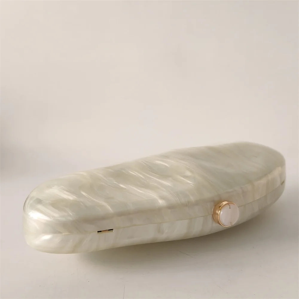 Luxury Elegant Evening Bags Beige Ivory Handmade Shell Purse European American Fashion Shoulder Bags Box Acrylic Lady  Handbags