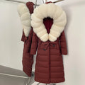 OFTBUY Large Real Fox Fur Collar X-Long Puffer Jacket Women Hooded Winter White Duck Down Coat Thick Female Parkas With Belt