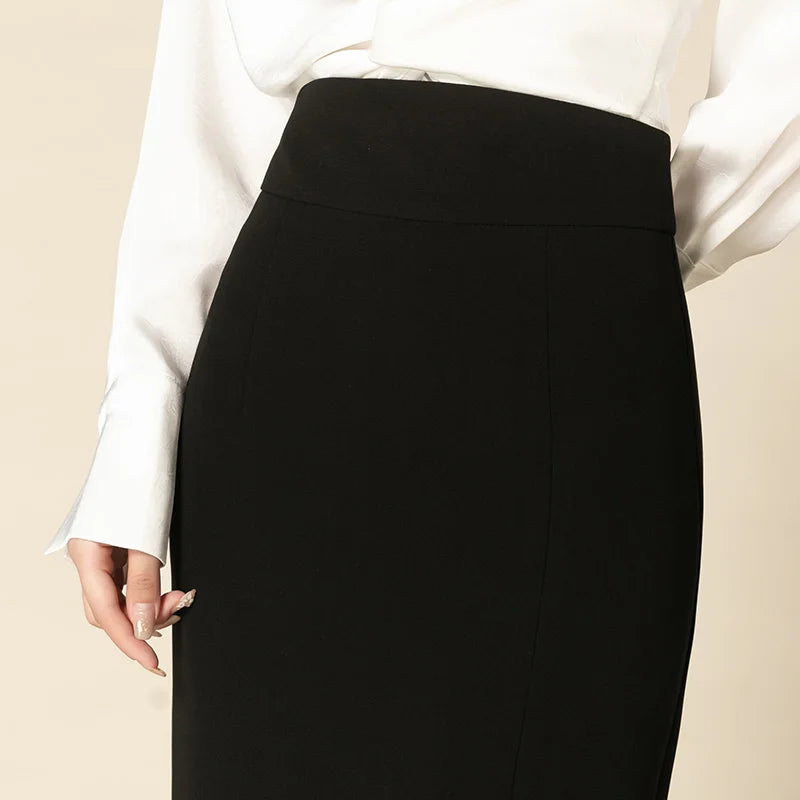 ZUZK Slit Hem Bodycon Skirt Women Elegant  High Waist Slim Skirt Spring Autumn Office Lady Mid-long Work Pencil Skirt