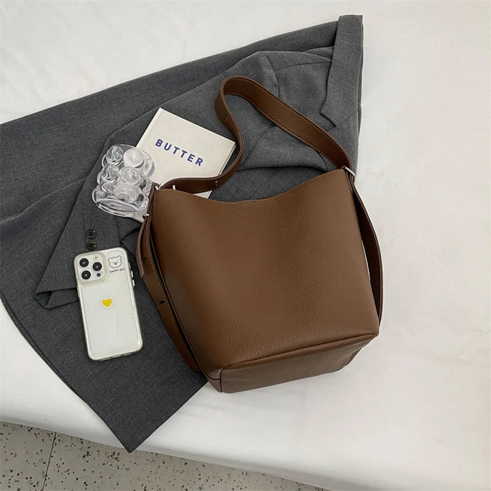 2Pcs/Set Classic Bucket Bag PU Leather Women's Handbag Designer Bag Luxury Grocery Bag Female Shoulder MessengerBag Purse Bolsas