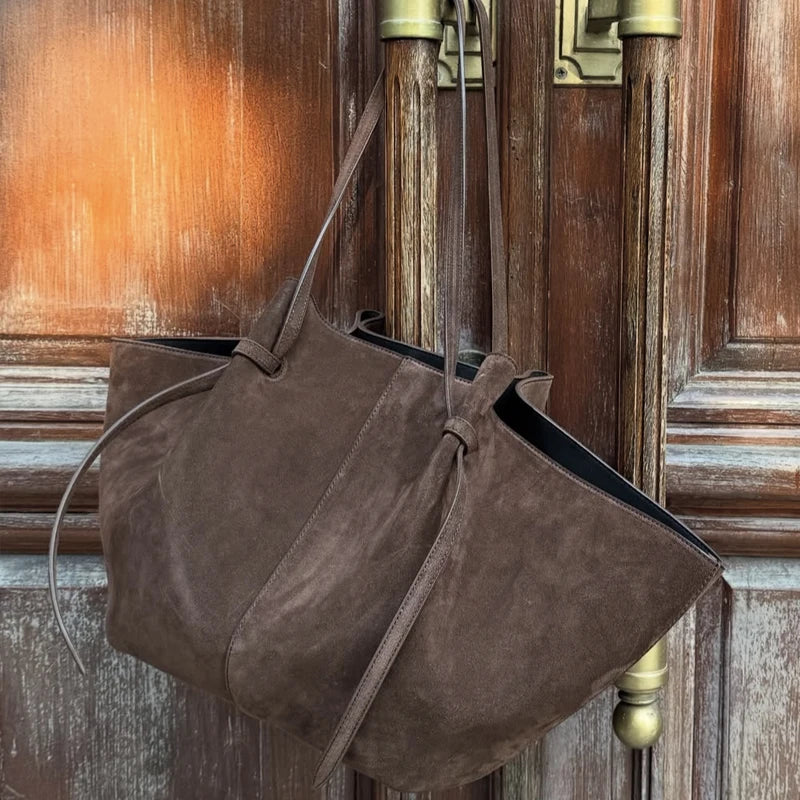 Custom Initials Faux Suede Shopping Tote Bags For Women Luxury Designer Handbags Purse 2026 New Large Capacity Underarm Shoulder