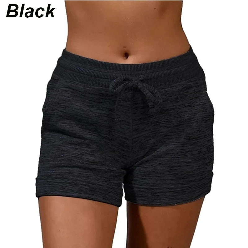 Womens Solid Elasticated Waist Shorts Ladies Summer Yoga Gym Fitness Jogging Hot Pants Sweatpants Clothing