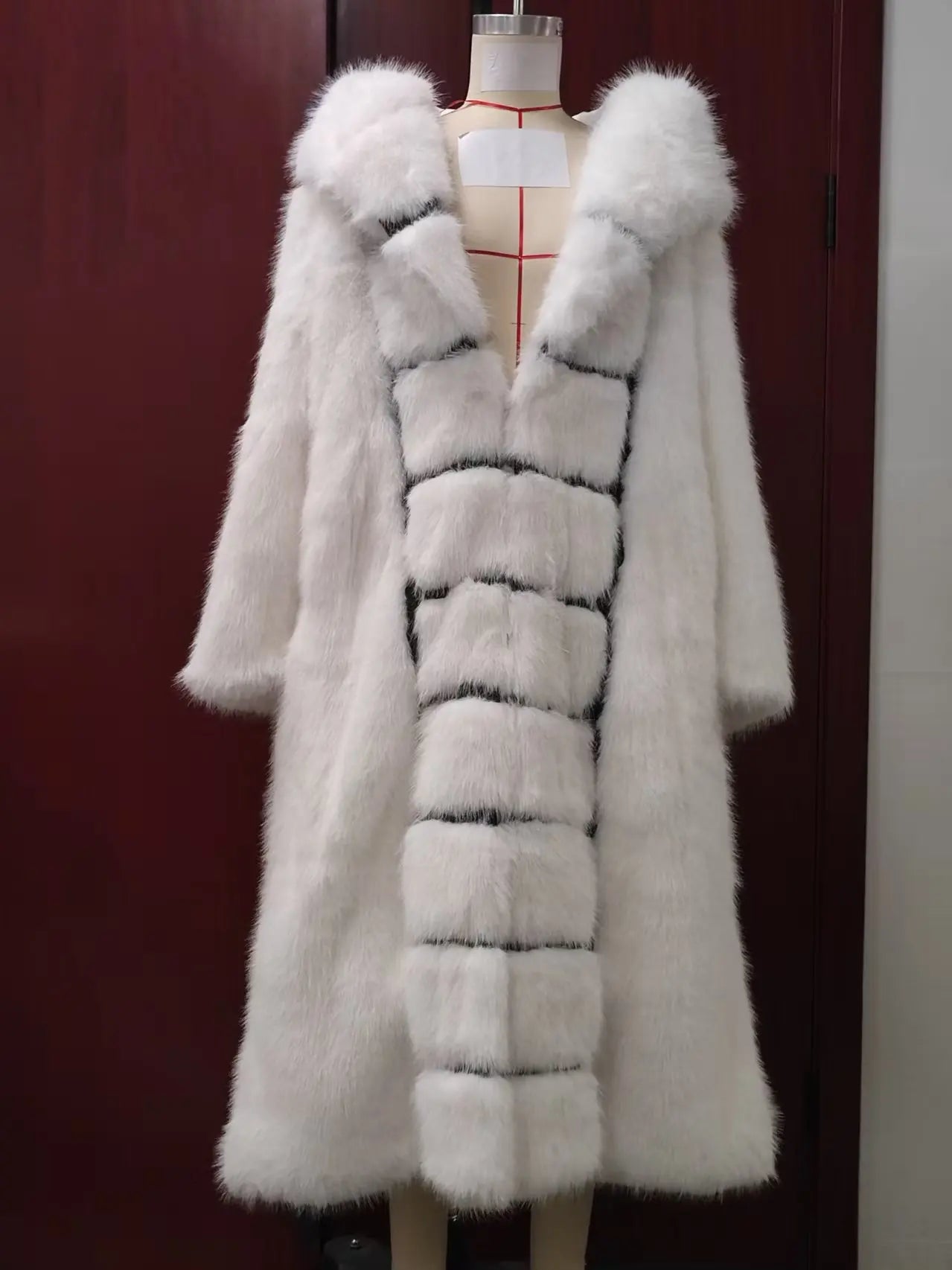 Women Faux Fur Coat Winterf Fashion Warm X-Long Large Size Coats Solid Hooded Loose Open Stitch 5XL New 2024 Elegant Clothing