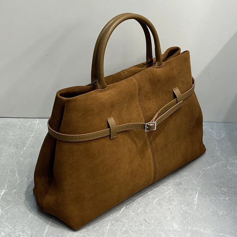 Genuine Leather Le Cambon 35 Tote Bags For Women Luxury Designer Handbag And Purses 2024 New In Cowhide Belt Top Handle Shoulder