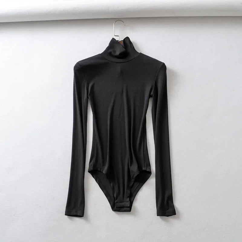 Long Sleeved Bodysuits Women Sexy High Street Chic Skinny Cozy American Style Hotsweet Lady Tops Y2K Clothing Turtleneck Autumn