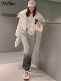 Nibber Letter Printing Winnter Clother For Women Coat Long-sleveed Zipper All-match Down Wadded Jacket Streetwear Casual Warmth