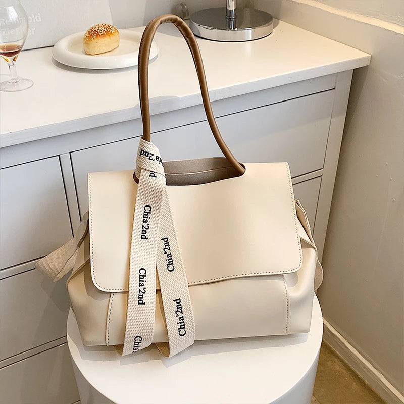 Tote Bag for Women 2024 PU Leather Purse and Handbag Lady Fashion Casual Solid Color Large Capacity Shoulder Bag