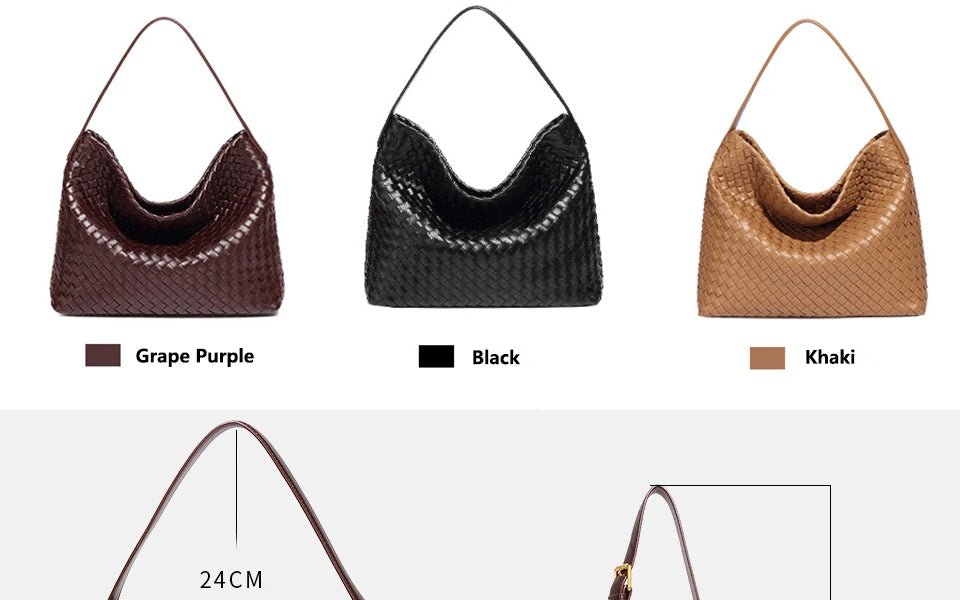 Woven Tote Bag for Women Shoulder Bag Vegan Leather Tote Bag Summer Beach Retro Purse and Handbag with Adjustable Strap