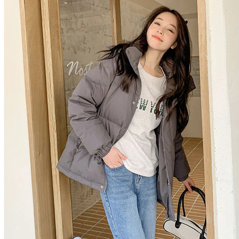 2025 Winter High-Quality Women Overcoat Casual Solid-Color Women Down Jacket New Style White Duck Down Women's Down Jacket H409