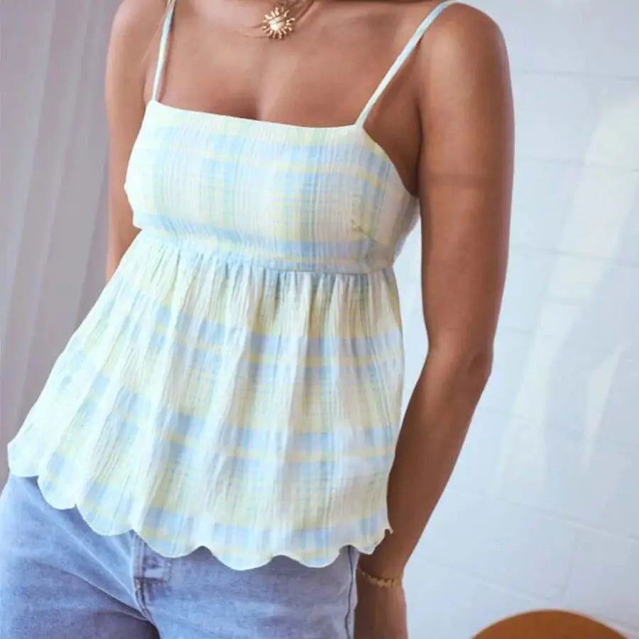 Summer European and American vacation style spaghetti strap sexy women's tank top