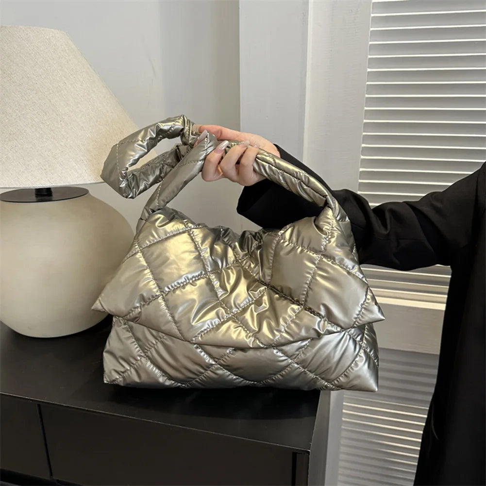 Puffer Tote Bag for Women Shoulder with Adjustable Strap Handbag Underarm Bag Purse Quilted Big Puffy Large Capacity Tote Bag