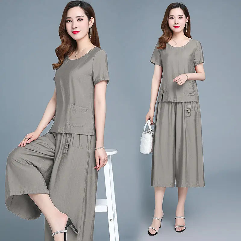 Large Size Pant Sets For Women 2 Pieces Clothes Promotion Casual Elegant Cheap New Chic Luxury Classy Wide Leg Trousers Woman