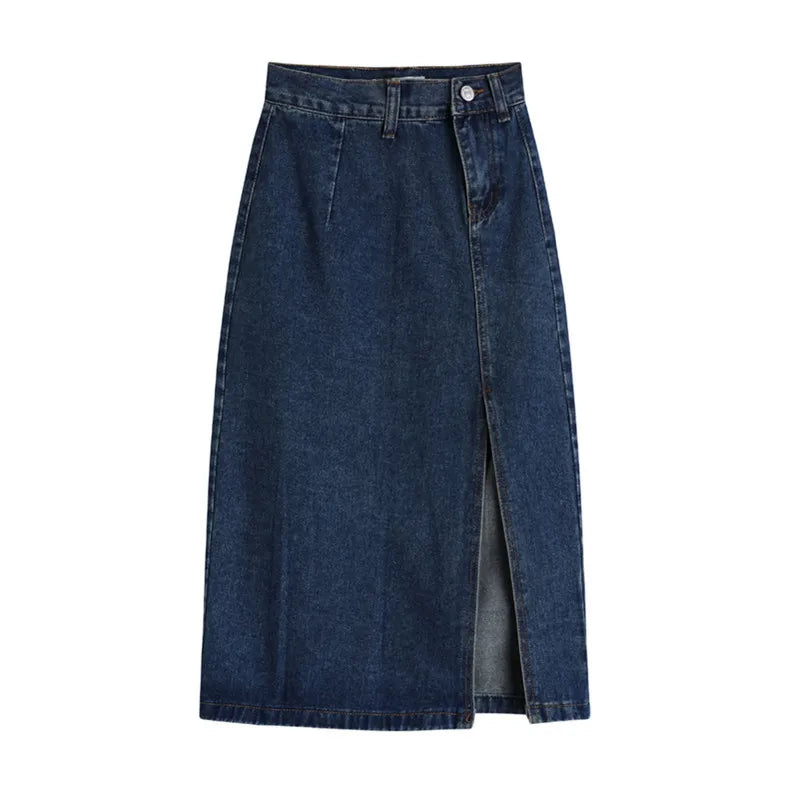 REALEFT Women's Midi Denim Skirt Spring Side Split High Wasit Jeans Skirts Straight Female A-line Pencil Skirt 2023 New Summer