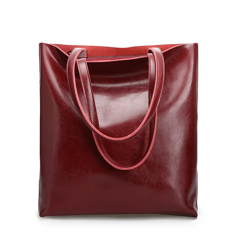 2024 Office Hand Shoulder Bags For Women Tote Cow Leather Bag Ladies Genuine Leather Handbags Big Women Bag Large Vintage Female