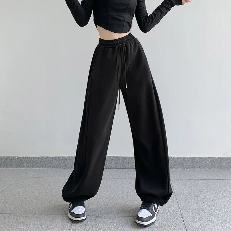 2025 Joggers Sweatpants Women cargo pants cotton Korean Y2K Summer Harajuku High Waist Black Women's pants Wide Leg Trouser