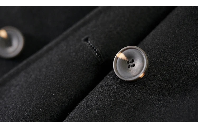 SENTUBILA Women's Long Woolen Overcoats 2025 Winter Outerwear Elegant Turtleneck Warm Double Breasted Belt Wrap Coat W24O42064