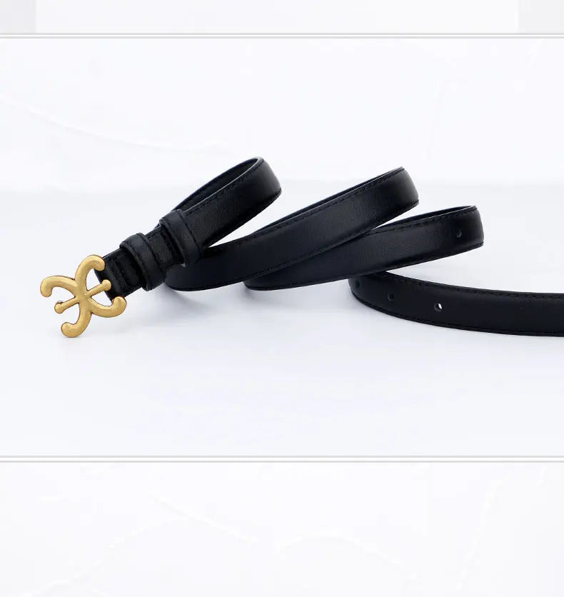 Women's luxury belts fashionable and trendy 1.8CM leather belts body metal buckle head suitable for dress trousers casual wear