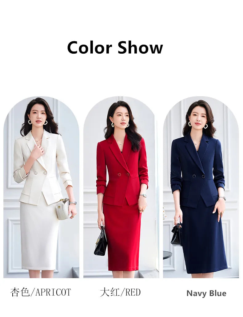NAVIU High Quality Slim Fashion Career Work Wear Suits With Jacket And Skirt Elegant Professional Business Work Blazer Outfits