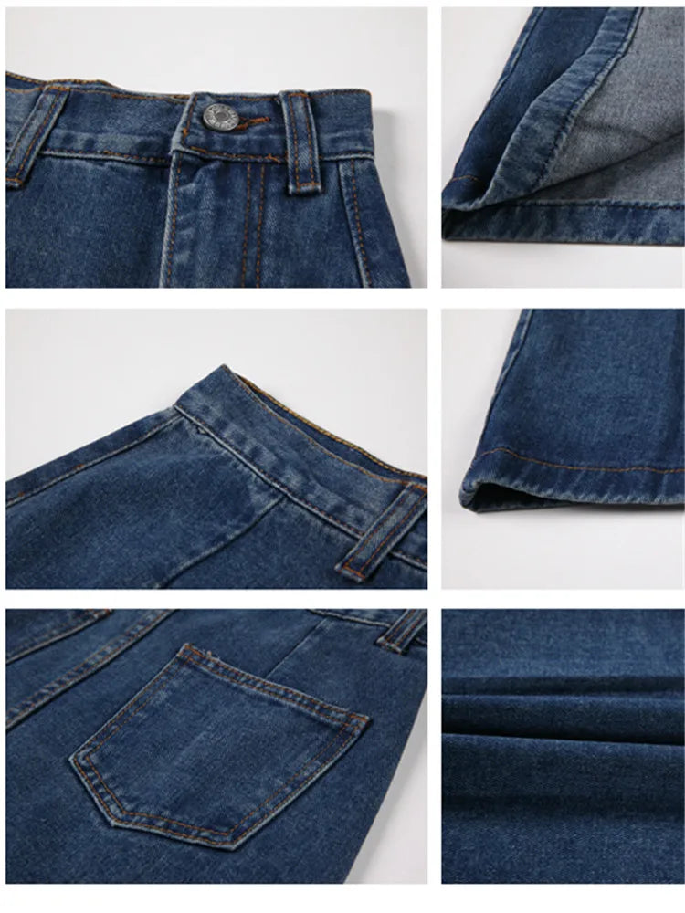 REALEFT Women's Midi Denim Skirt Spring Side Split High Wasit Jeans Skirts Straight Female A-line Pencil Skirt 2023 New Summer