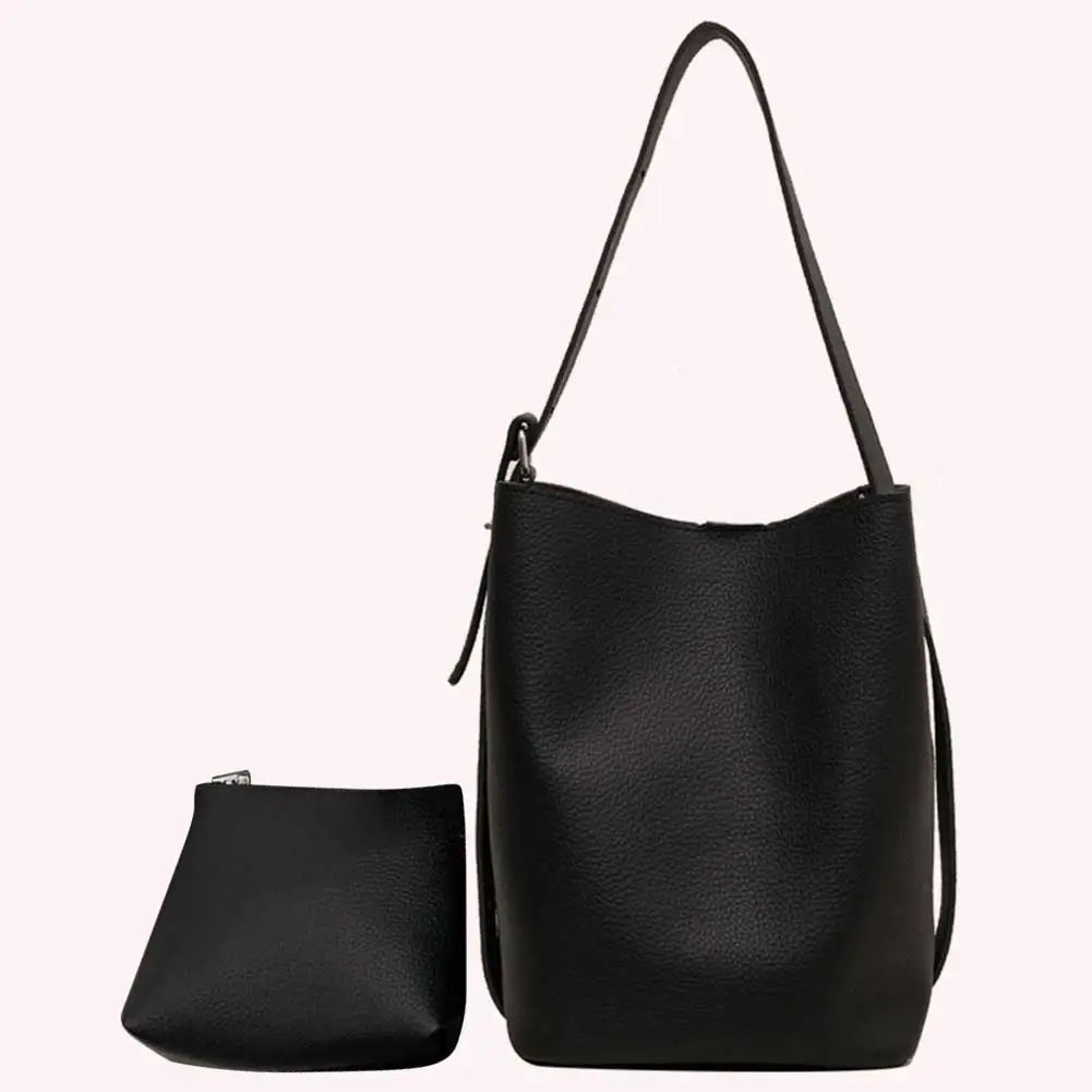 2Pcs/Set Classic Bucket Bag PU Leather Women's Handbag Designer Bag Luxury Grocery Bag Female Shoulder MessengerBag Purse Bolsas
