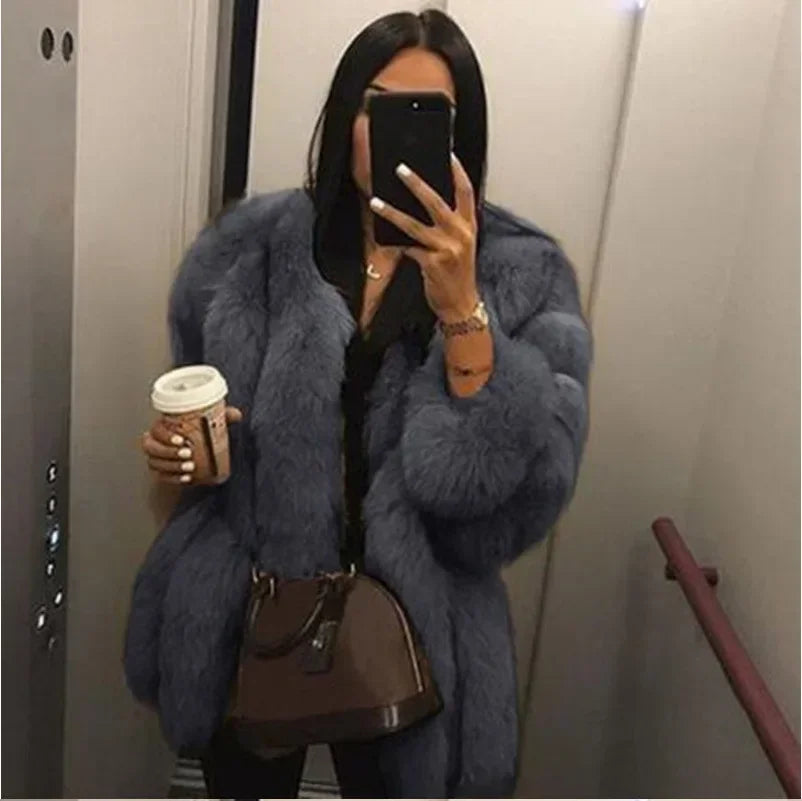 Autumn Winter Faux Fur Jackets for Women Long Sleeve Coat Short Warm Outerwear Clause Jacket Elegant Streetwear Thick Coats