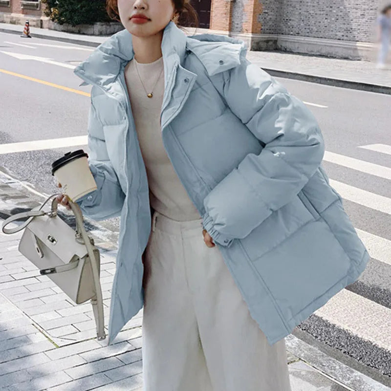 2025 Winter High-Quality Women Overcoat Casual Solid-Color Women Down Jacket New Style White Duck Down Women's Down Jacket H409