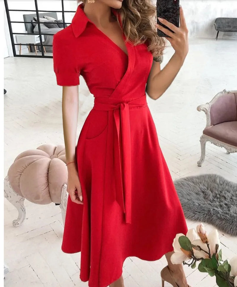 Women's Spring/Summer Fashion Long sleeved V-neck Printed Wrapped Hip Dress Women's loose and versatile temperament  personality