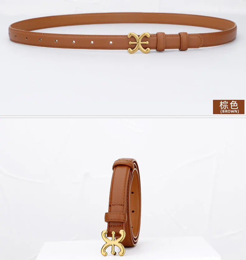 Women's luxury belts fashionable and trendy 1.8CM leather belts body metal buckle head suitable for dress trousers casual wear