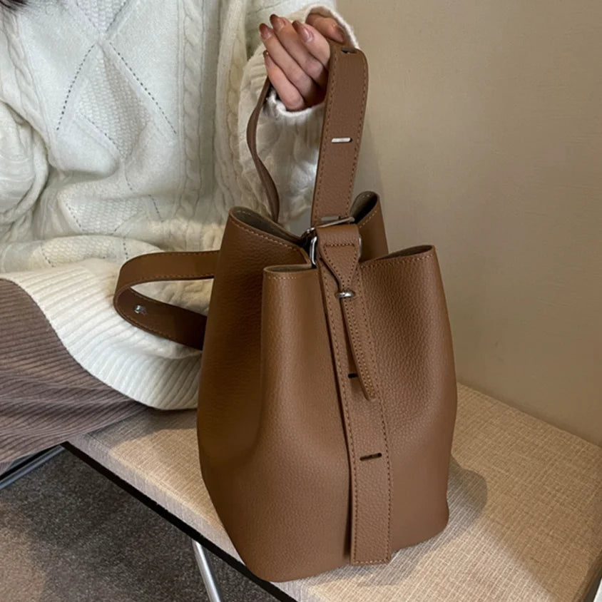 2Pcs/Set Classic Bucket Bag PU Leather Women's Handbag Designer Bag Luxury Grocery Bag Female Shoulder MessengerBag Purse Bolsas