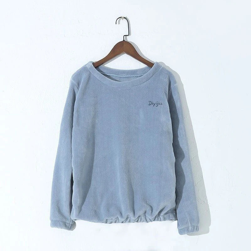 ITOOLIN Women Cashmere Pajama Sets Autumn Winter Woolen Pullovers And Pants 2 pieces Sets For Women Underwear Thermal Sets 2023