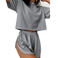 2 Pieces Pajamas Set Women Striped Pajamas Set Short Sleeve Tops and Shorts Soft Sleepwear Nightwear PJs Set