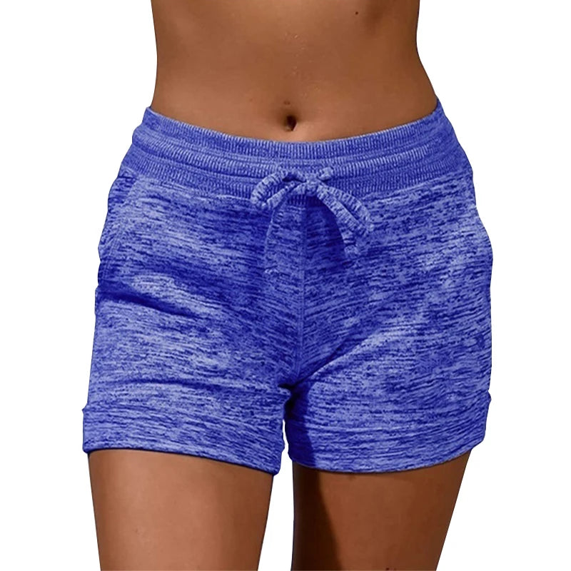 Womens Solid Elasticated Waist Shorts Ladies Summer Yoga Gym Fitness Jogging Hot Pants Sweatpants Clothing