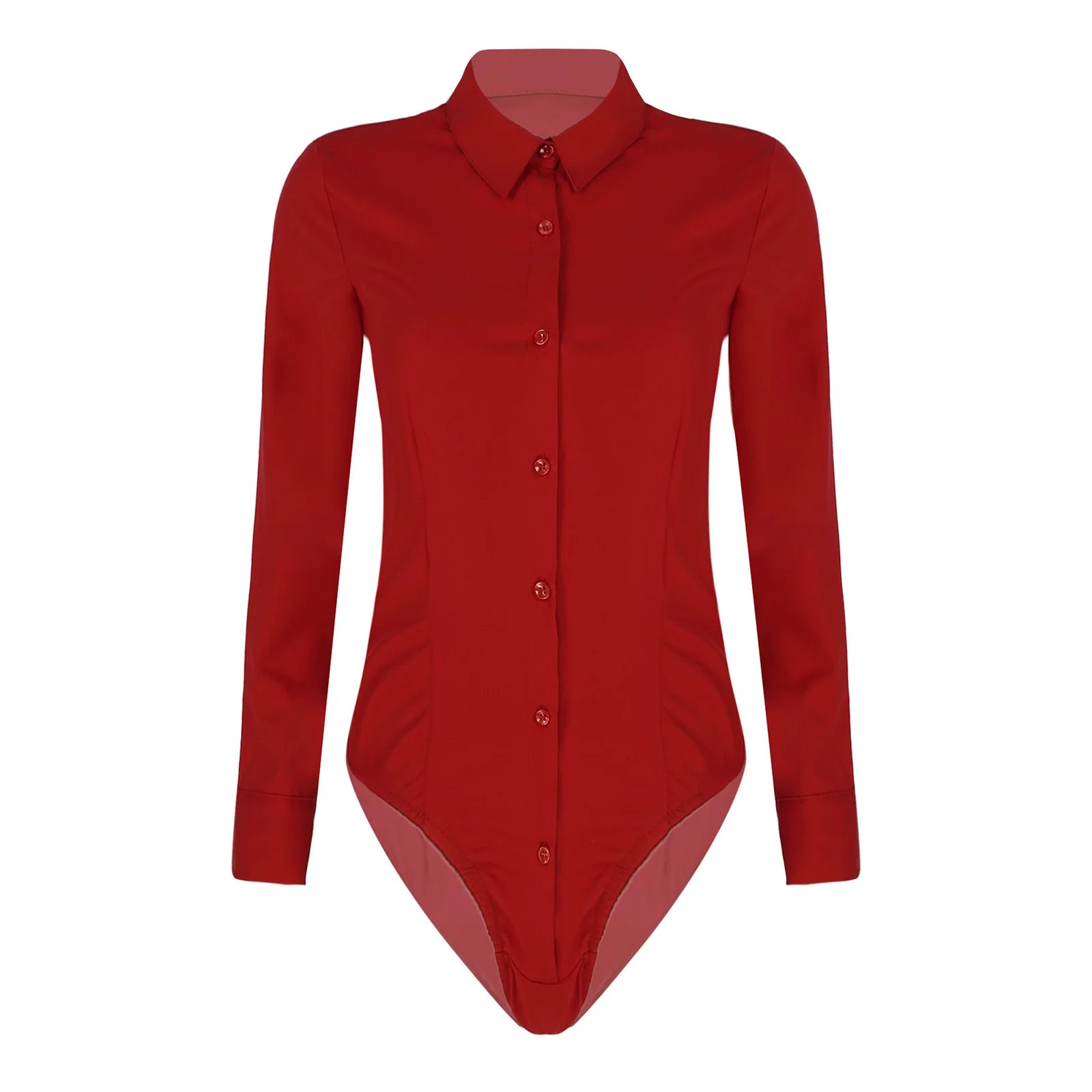 Women's Body Shirt Office Lady Work Uniforms White Blouses Slim Clothes Long Sleeve OL Shirt Leotard Easy Care Work Tights Shirt