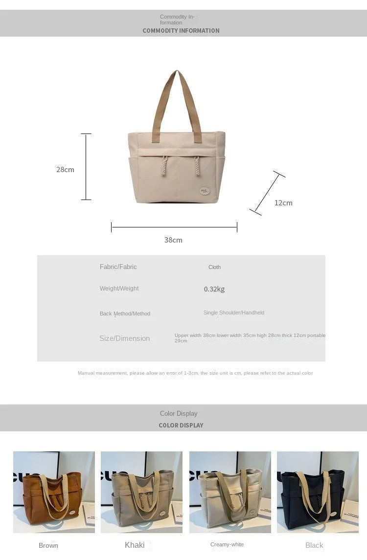 Tote Bags Japanese City Tote Bag Large Fashion College Female Shoulder University Designer Oxford Women Shopping Korean Popular