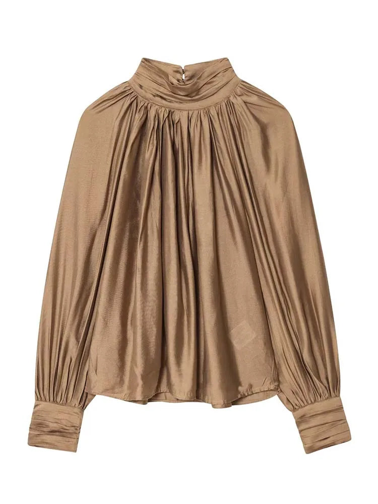 Women's Blouse Round Neck Long Sleeve Loose Shirt Top Summer Autumn New Casual Elegant Chic Shirts And Blouses Tops