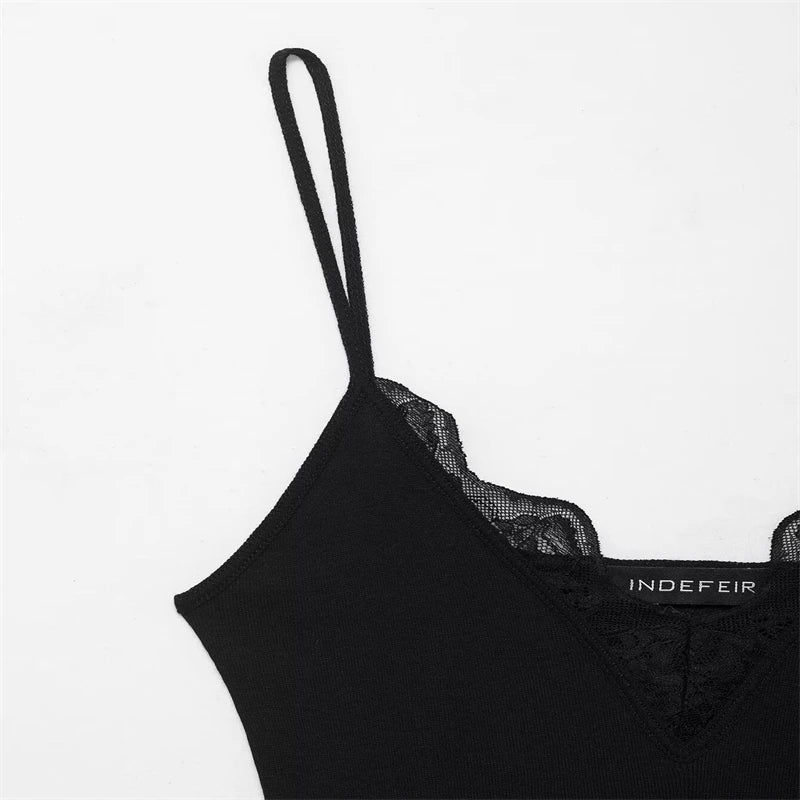 Women's Lace-Trim Cami Top, 3 Colors Available, V-Neck, Thin Straps, Sleeveless Casual Basic Tank