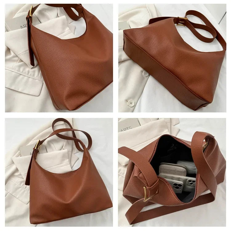 Soft Pu Leather Women Messenger Bags Fashion Vintage Ladies Shoulder Tote Bags Solid Color Female Large Capacity Handbags Purse