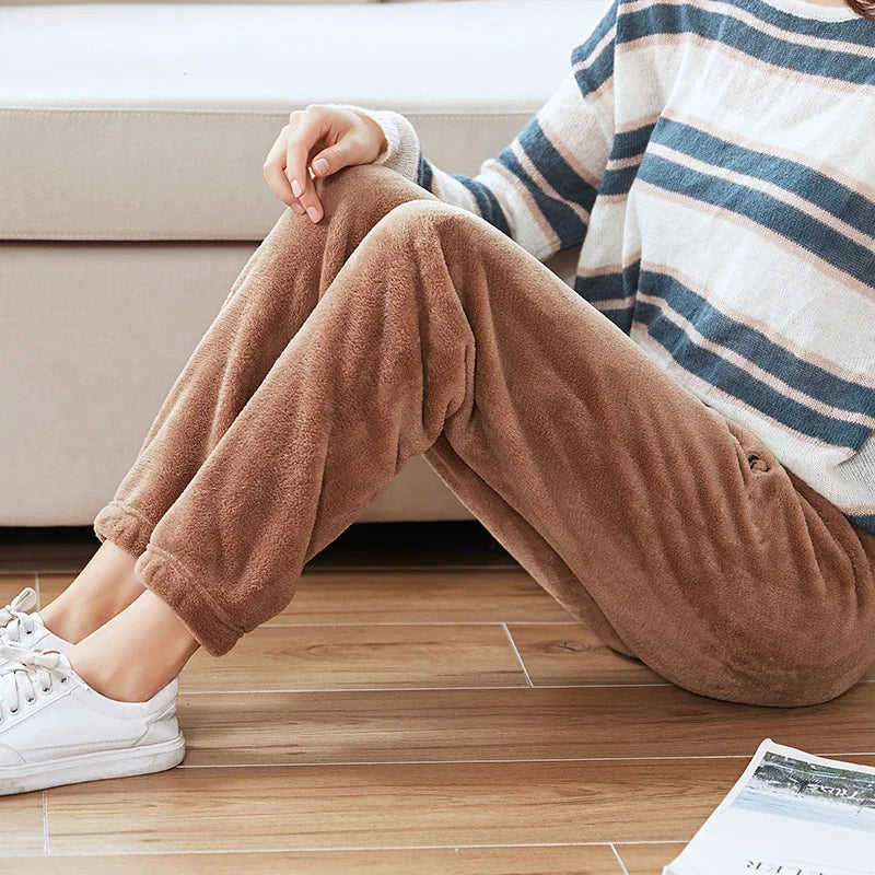 ITOOLIN Women Cashmere Pajama Sets Autumn Winter Woolen Pullovers And Pants 2 pieces Sets For Women Underwear Thermal Sets 2023