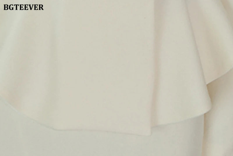 BGTEEVER Elegant Ladies Skirt Suits Double Breasted Slim Waist Blazer & High Waist Package Hip Skirts Women 2 Pieces Set