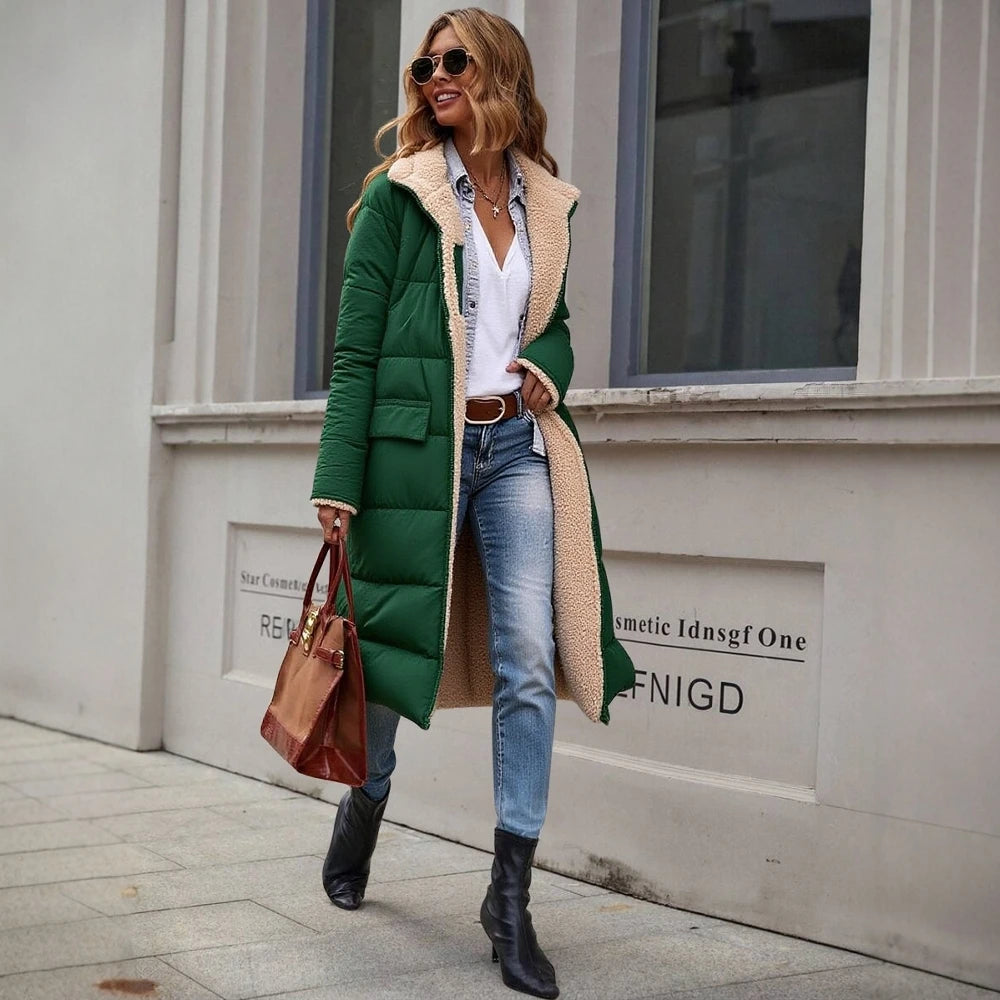 Women's Coats 2025 Winter Fashion Solid Long Sleeve Clothing Woman Hooded Fleece Lined Side Pockets Daily Coats Plus Size