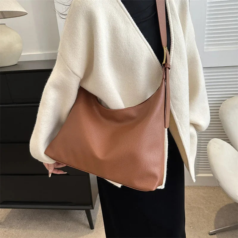 Soft Pu Leather Women Messenger Bags Fashion Vintage Ladies Shoulder Tote Bags Solid Color Female Large Capacity Handbags Purse