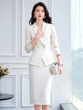 NAVIU High Quality Slim Fashion Career Work Wear Suits With Jacket And Skirt Elegant Professional Business Work Blazer Outfits