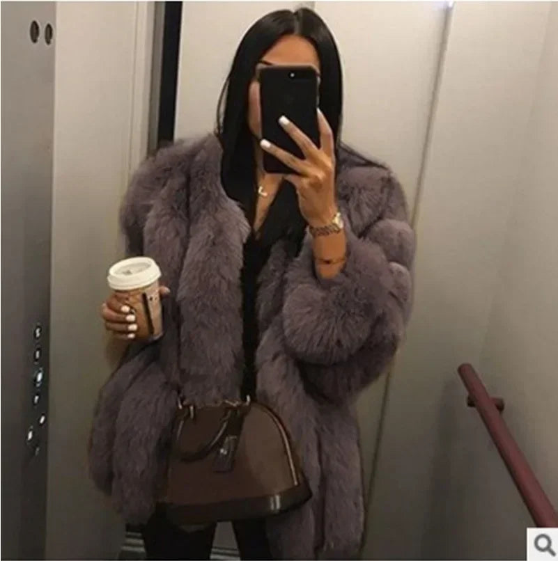 Autumn Winter Faux Fur Jackets for Women Long Sleeve Coat Short Warm Outerwear Clause Jacket Elegant Streetwear Thick Coats