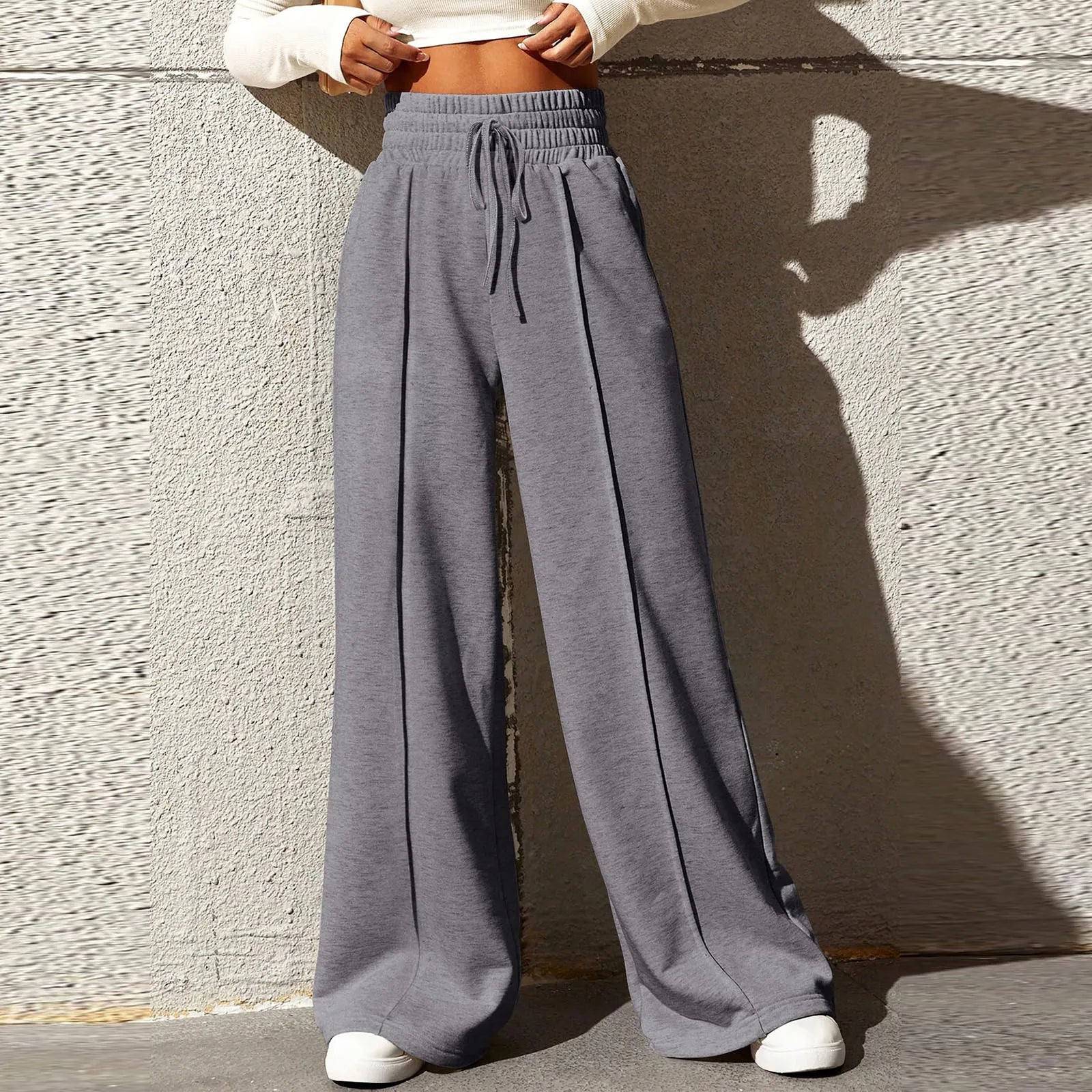 Wide Leg Pants For Women’S Fleece Lined Sweatpants Straight Pants Bottom All-Math Plain Fitness Joggers Pants Travel Basic