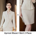 New Skirt Sets Long Sleeve Blazer Skinny Skirt 2 Piece Formal Women's Suit Sets for Business Navy Blue Apricot Work Uniform