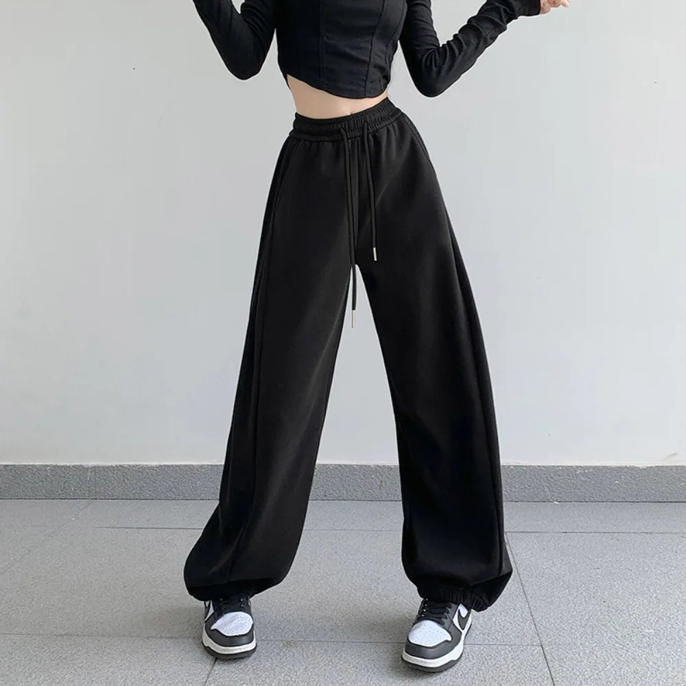 2025 Joggers Sweatpants Women cargo pants cotton Korean Y2K Summer Harajuku High Waist Black Women's pants Wide Leg Trouser