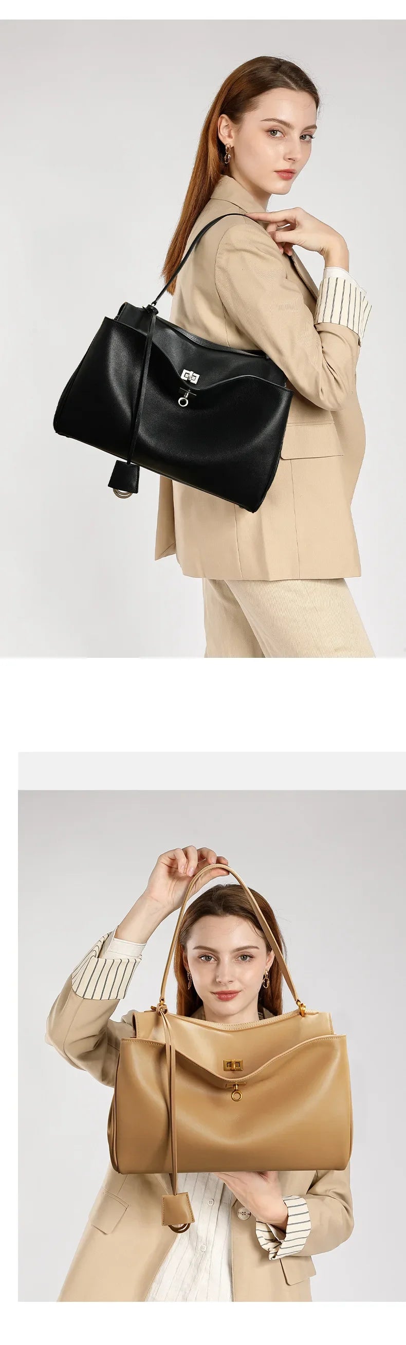 Rodeobag leather handbag, single shoulder crossbody bag, large capacity women's commuting high-end tote bag