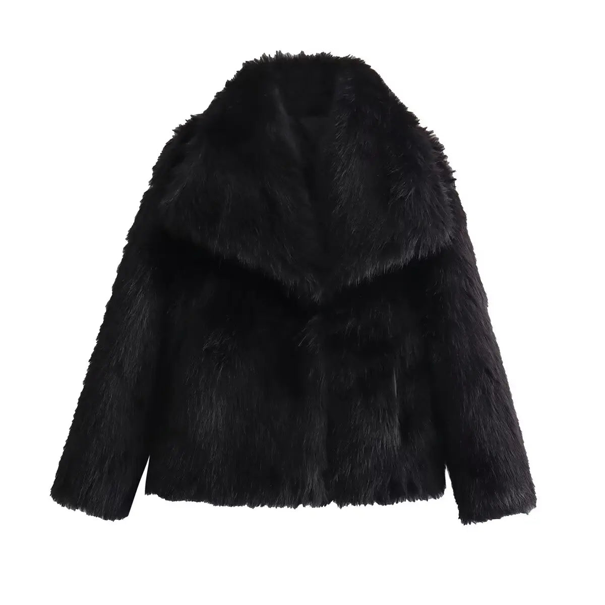 Women's 2025 New Large Lapel Thickened Coat Artificial Fur Effect Temperament Elegant Warm Jacket
