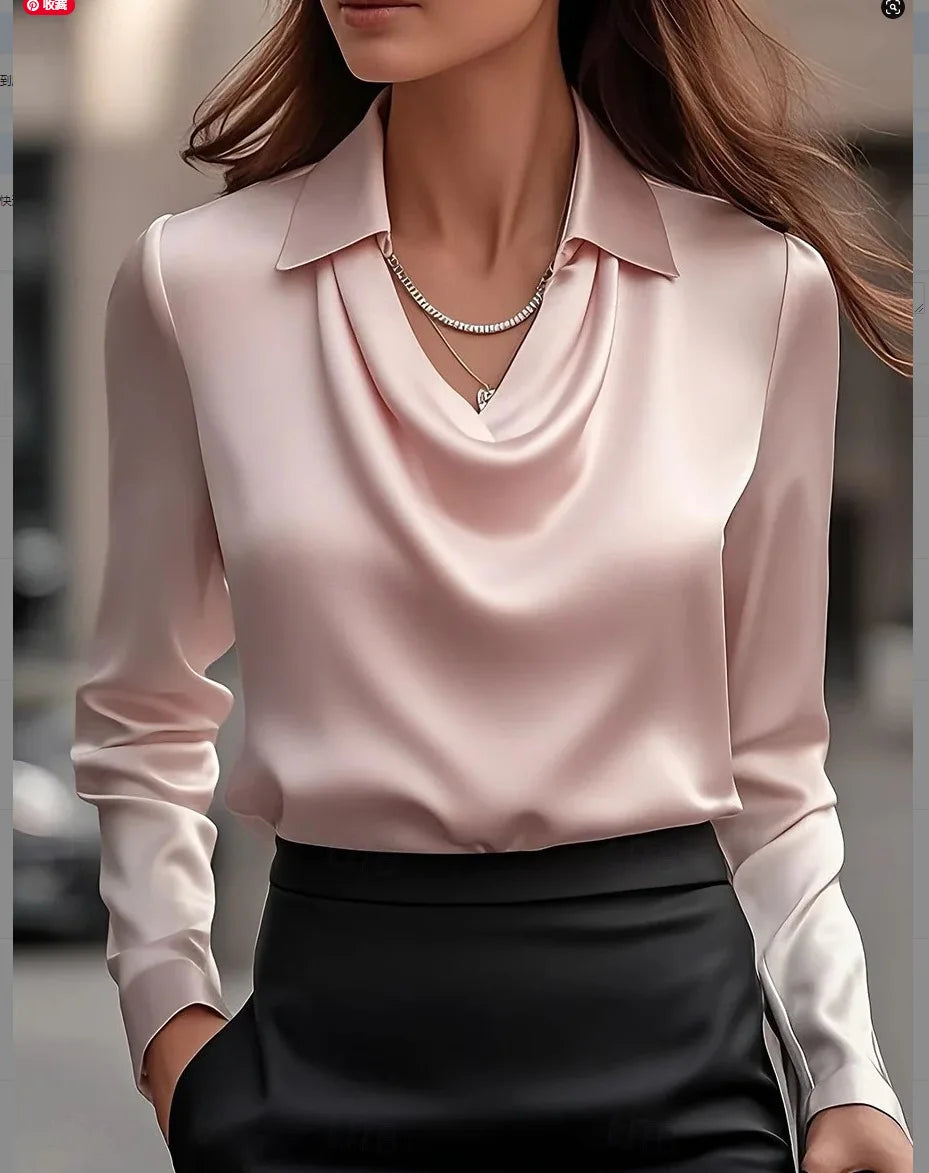 Women Long Sleeve Elegant Blouses and Shirts Solid Color Office Lady Business Work Wear Blusas Tops