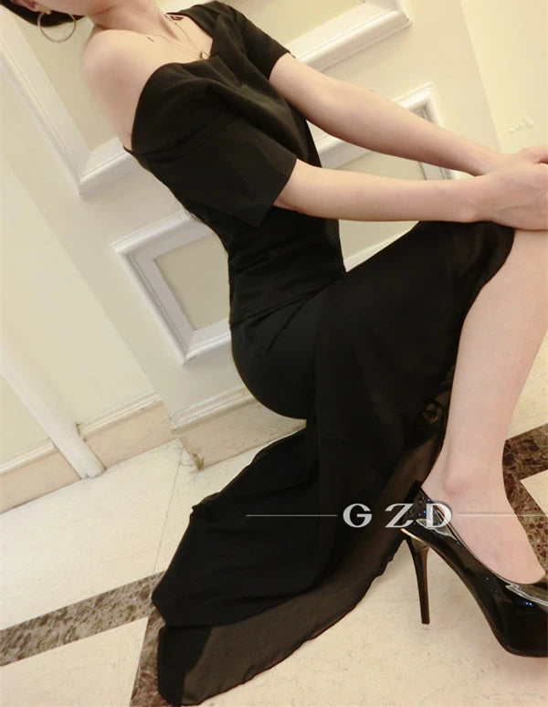 Mid-length Fishtail Skirt with Hips and Slit Skirt for Women's Fashionable Slim High Waist Chiffon Ruffle Dovetail Skirt Summer